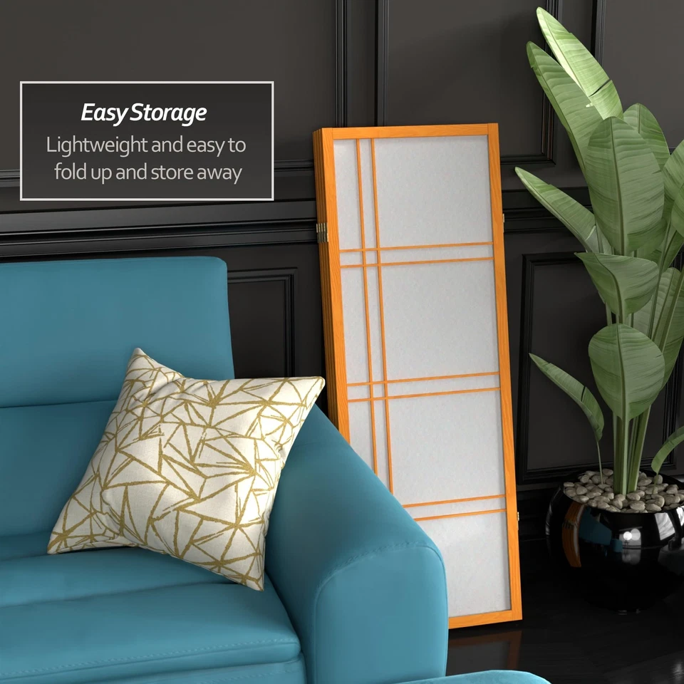 4 ft. Short Double Cross Shoji Screen - Honey - 4 Panels 4 Panel - Image 3 of 4