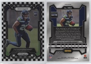 2023 Panini Prizm Rookies Black & White Checker Zach Charbonnet #392 Rookie RC