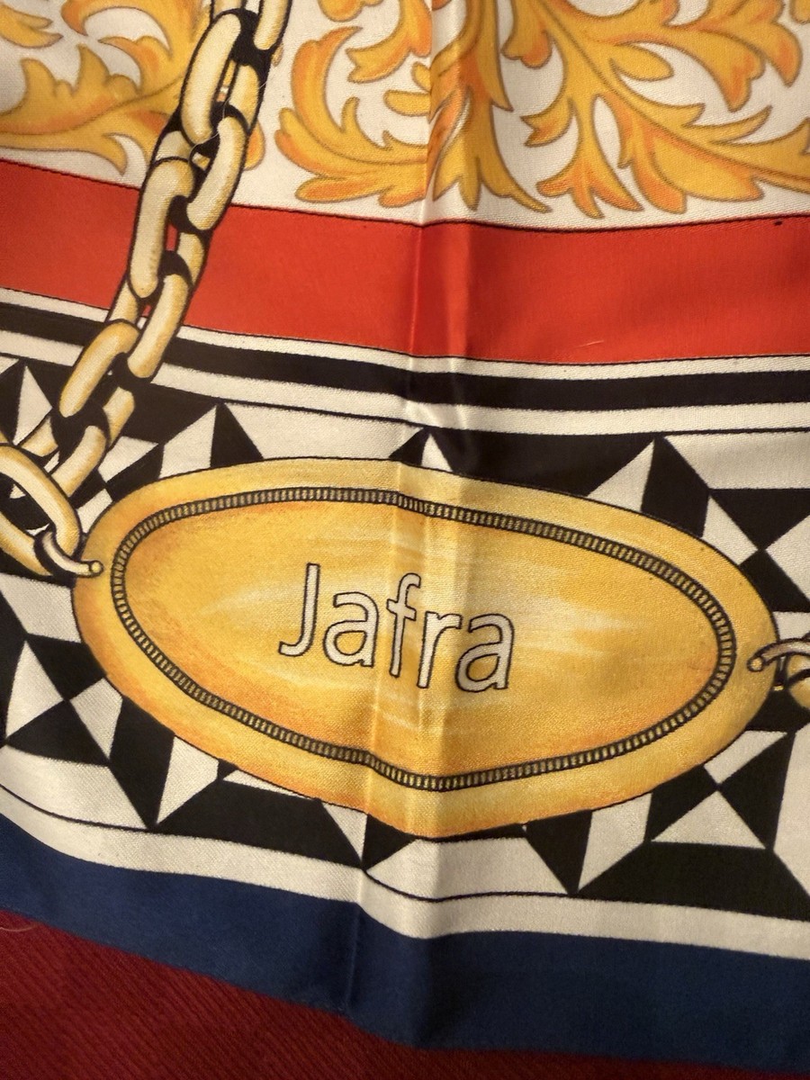 Vintage JAFRA ADORISSE polyester scarf made in Italy No Snags tempus Fugit 1990s View 2