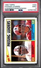 1984 Topps Football Dan Marino RC & Steve Bartkowski Passing Leaders #202 PSA 9