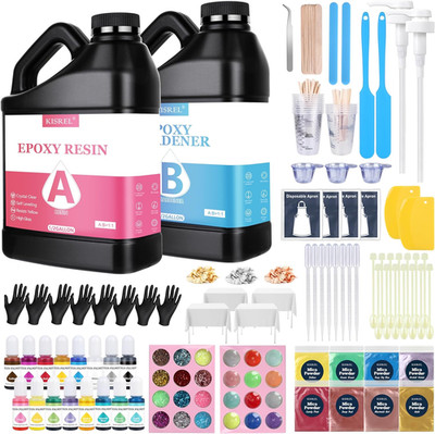 Epoxy Resin 1 Gallon - Clear Epoxy Resin Kit with 16 Pigments and 8 Colors of Mi