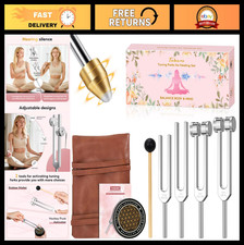 Healing Tuning Forks Set - 128Hz, 136.1Hz, 256Hz, 384Hz for Chakra Therapy, Yoga