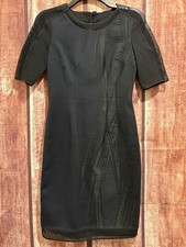 Elie Tahari Womens Sheath Dress 0 Embroidered Edgy Rocker Black Mesh Accents