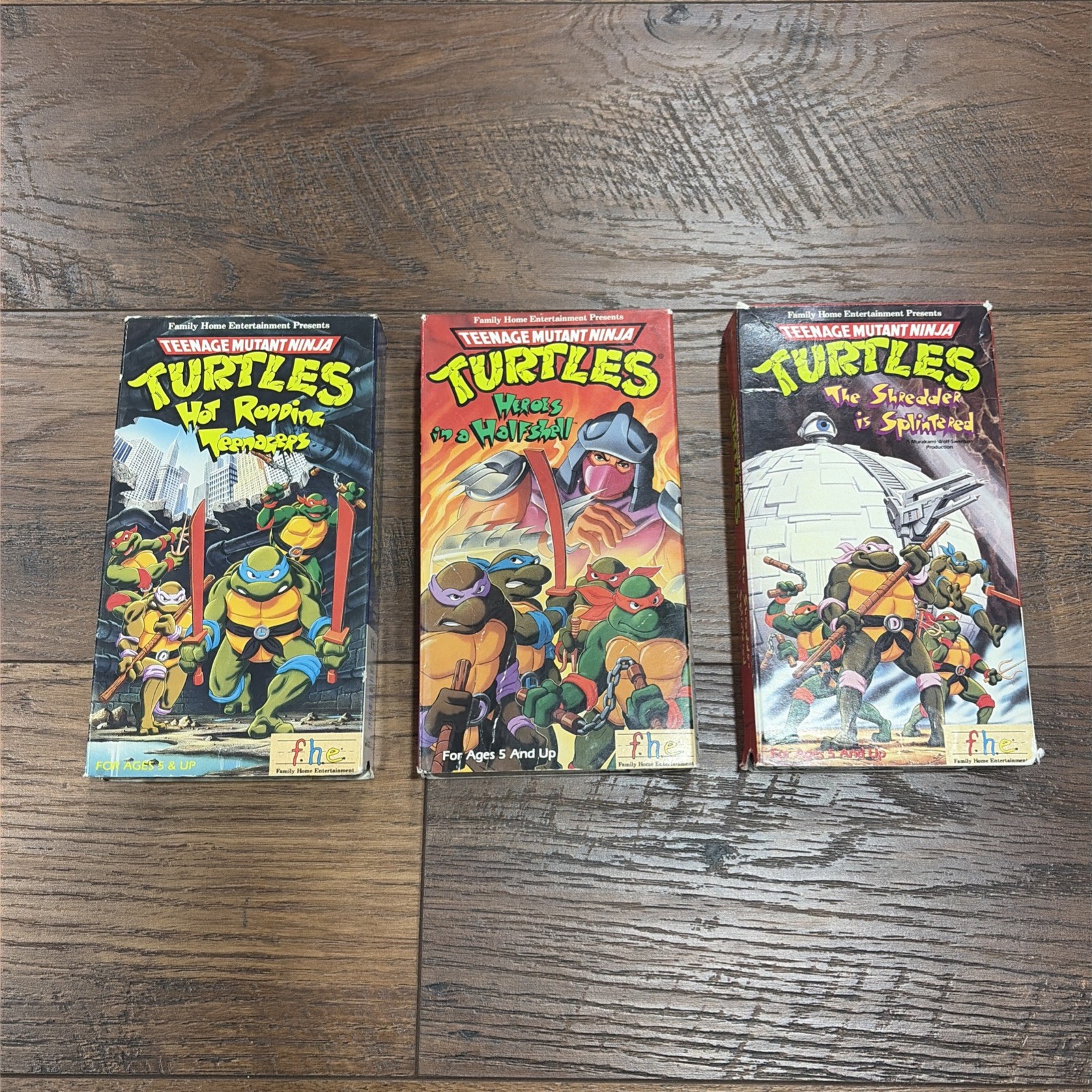 VHS Lot of 3 Teenage Mutant Ninja Turtles cartoon TMNT f.h.e.