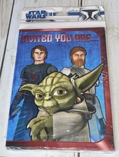 *Star Wars*CLONE WARS*Birthday Party Invitations*8 + Envelopes*INVITED YOU ARE*