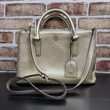 Tory Burch Metallic Gold double zip Satchel Crossbody Bag