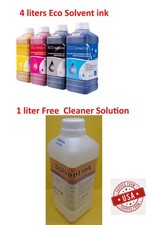 4L Eco Solvent Ink 1L Free Cleaner Solution Roland Mutoh Mimaki DX4 DX5 DX6 DX7