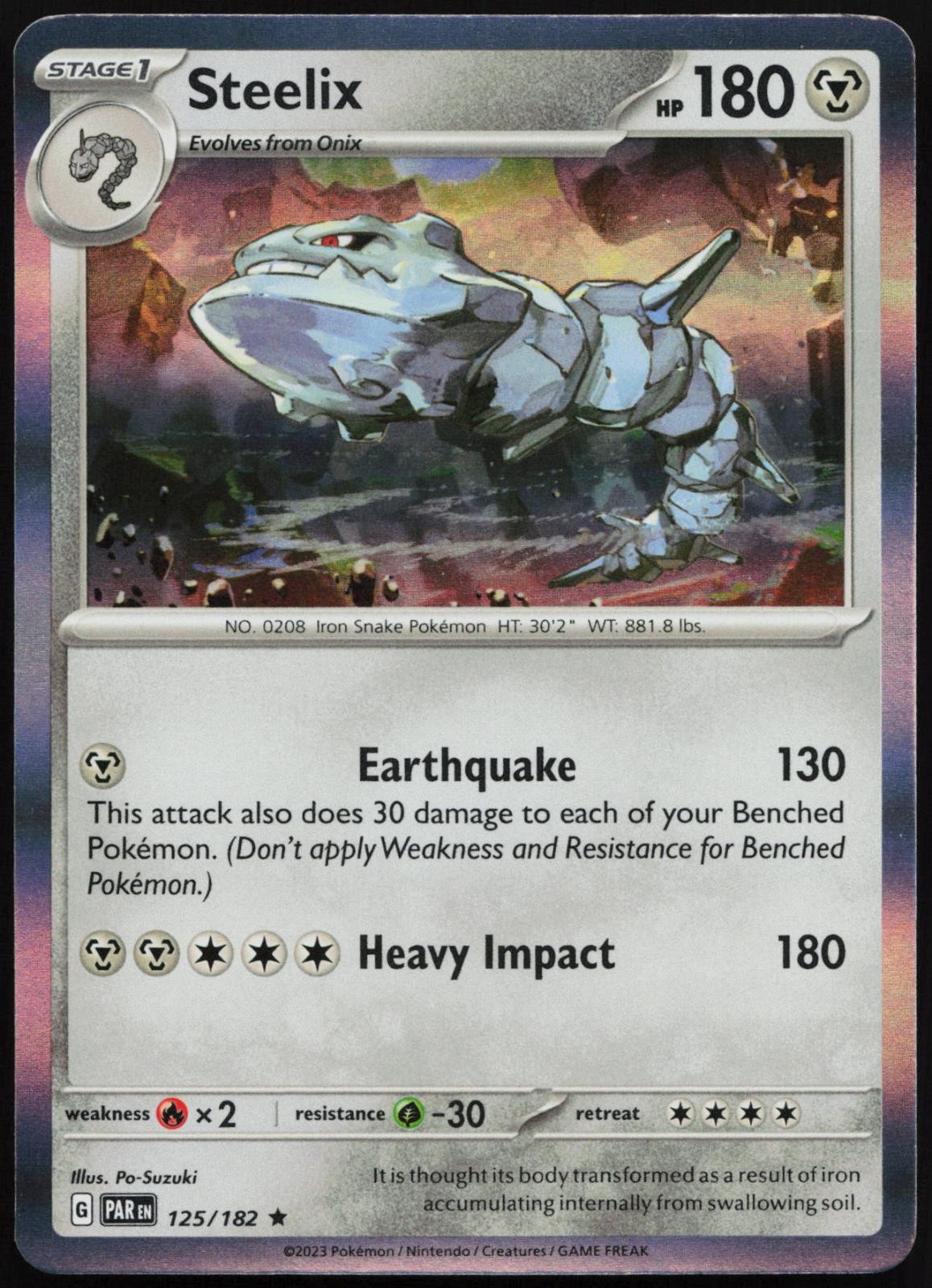 Steelix 125/182 Rare Paradox Rift Pokemon Holo NM