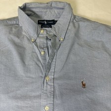 Ralph Lauren Polo Men's Flesh Pony Blue Dress Shirt 18 34/35