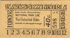 Railway tickets NSW SPER Co-op National Park line unlimited rides 40 cents