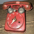 Vintage 1950s Red Tin Toy Phone + Turquoise Princess Keychains Pair Retro Lot 3! — photo 2