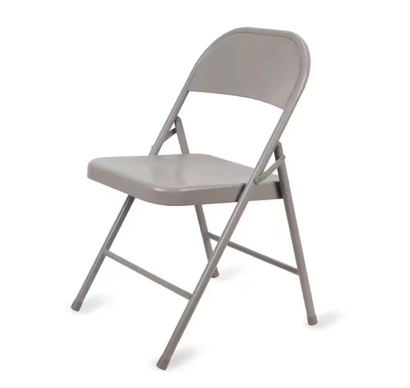 Gray Metal Frame Folding Chair with Plastic Seat and Plastic Backrest