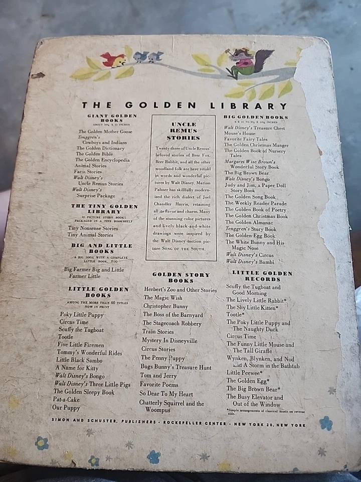 Walt Disney's Uncle Remus Stories A Giant Golden Book fechado 1947 Foto 2 de 4
