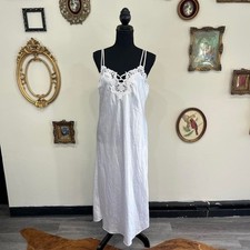 Vintage California Dynasty White Lace Satin Slip Dress Nightgown lingerie