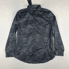 EXPRESS Dress Shirt Mens Large Black Gray Slim Fit Performance Button Up