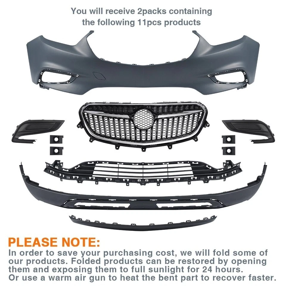 2017 2018 2019 2021 Buick Encore Front Bumper Cover Assembly Grille Grill Kit Foto 2 de 4