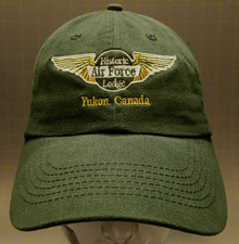 Vtg Adj Strapback KNP Green Historic Air Force Lodge Yukon Canada Hat Cap