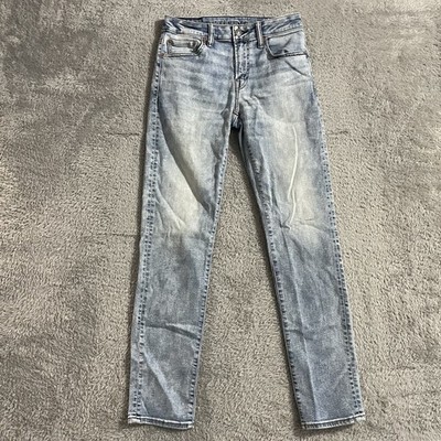 American Eagle Jeans Mens Size 28x32 Slim Straight Light Wash Stretch Blue Denim
