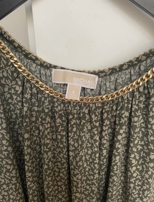 Michael Kors Oberteil transparentes Schulterdetail Cold Shoulder Gold Grün S