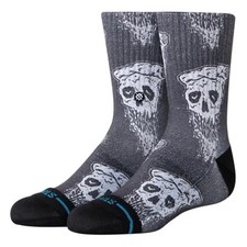 Stance Kids Black Crew Polyester Mid Cushion Pizza Face Casual Socks Sz L 3-5.5