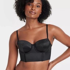 Women's Satin Lightly Lined Lingerie Corset Auden Black Medium Nylon Spandex