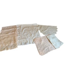 Lot of Vintage Cutwork Table Linens Table Runners Napkins White Pink 