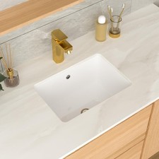 17 Inch Undermount Bathroom Sink 17x12 White Rectangle Porcelain Ceramic Vanity