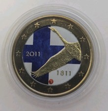 2 Euro Gedenkm&uuml;nze Finnland 2011  Zweihundertjahrfeier Der Bank Color Farbe