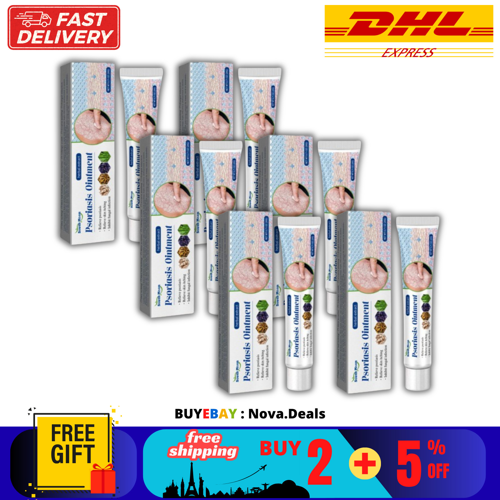 6 X Psoriasis Dermatitis Eczema Crema Natural Tratamiento de la Piel Ungüento