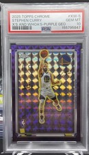 Stephen Curry 2025-26 Topps Chrome X's and Whoa's! Purple Geometric #/75 PSA 10