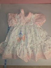VTG Cottagecore Pinafore-Style Floral Embroidered Frilly Dress Cradle Togs 3t