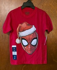 Kid's Santa Spidey Red T-Shirt, Spiderman, Size XS 4/5 , BRAND NEW