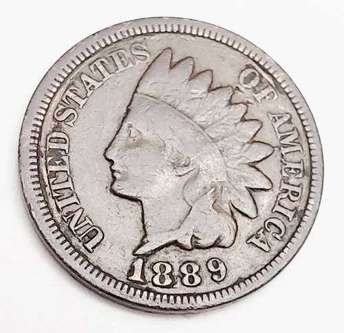 1889 P Indian Head Cent Penny  *F - FINE*   **FREE SHIPPING**