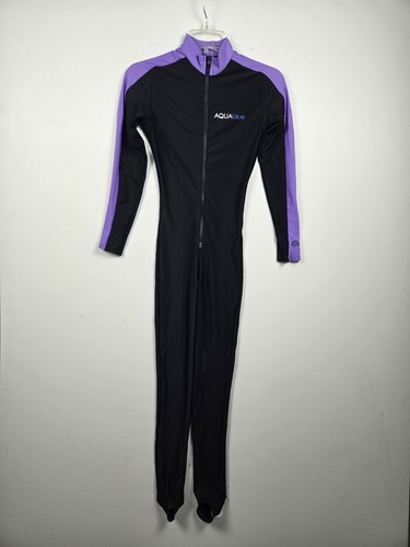 Aqua Blue Wetsuit Women Black Long Sleeve Full Zip Slim Fit Comfort Sportswear - Picture 2 of 6