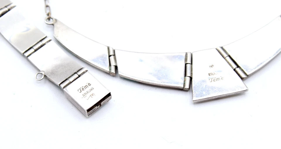 Conjunto de pulseira de colar de prata esterlina Teme' Sunburst incrustado coral turquesa esfregão - Imagem 3 de 4