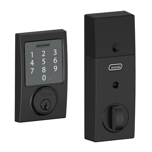 Schlage Century Omaha Mall Matte Black Touchscreen Lock Smart Ra Sense Deluxe Door