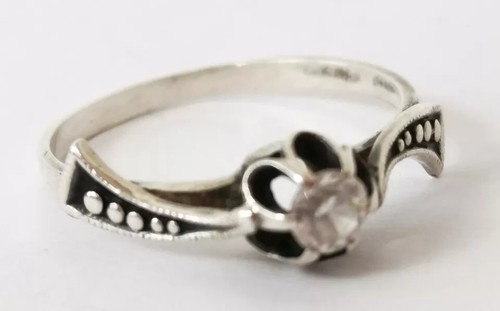 Vintage Latvia Russia Hallmarked Solid 875 Silver Solitaire Clear Paste Ring Q - Picture 4 of 10