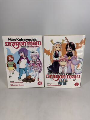 Miss Kobayashi s Dragon Maid Manga Volume 3,4 English Manga Very Good Cond 