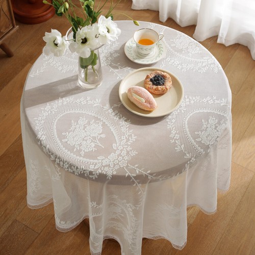 Rectangle White Lace Floral Tablecloth Cover for Dining Room Wedding Party Decor - Picture 3 of 14