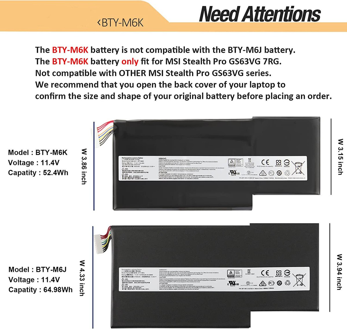 Msi Pro ASUNCELL BTY-M6K Batteria Per Laptop Per MSI