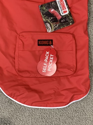 Kong Red Outerwear Self-Packable Pocket Hooded Dog Rain Jacket Small 14"-17” NEW - Picture 3 of 10