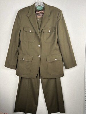 Vtg Lauren RALPH LAUREN Piece Pant Suit Womens 12 Moss