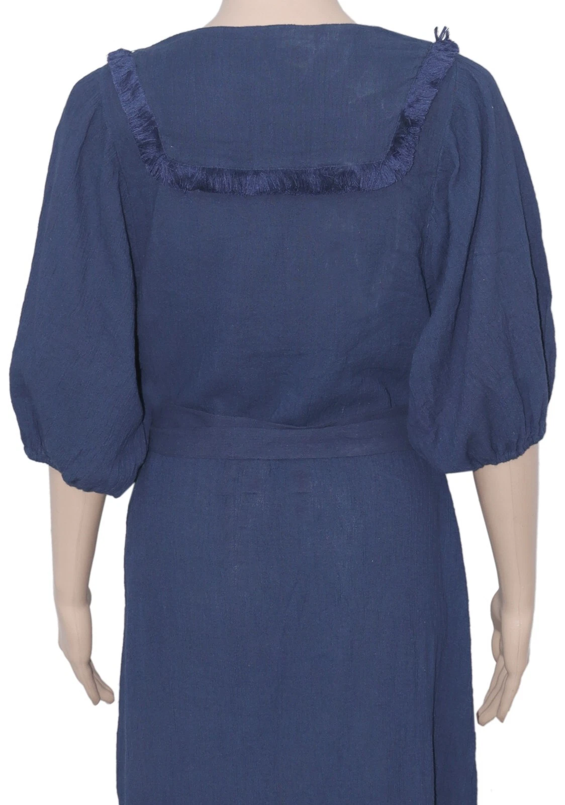 PALM ANGELS Abito midi Figue Mela nappa cotone voile manica corta blu navy con cintura media M