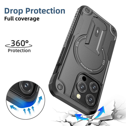 Für iPhone 16 Pro Max 15 14 13 12 11 Robuste Robuste Magnet Hülle mit Ständer - Bild 2 von 18