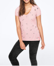 VICTORIA'S SECRET PINK PERFECT V-NECK TEE ROSE GIRLY LOGO MEDIUM SHIRT TOP DOG