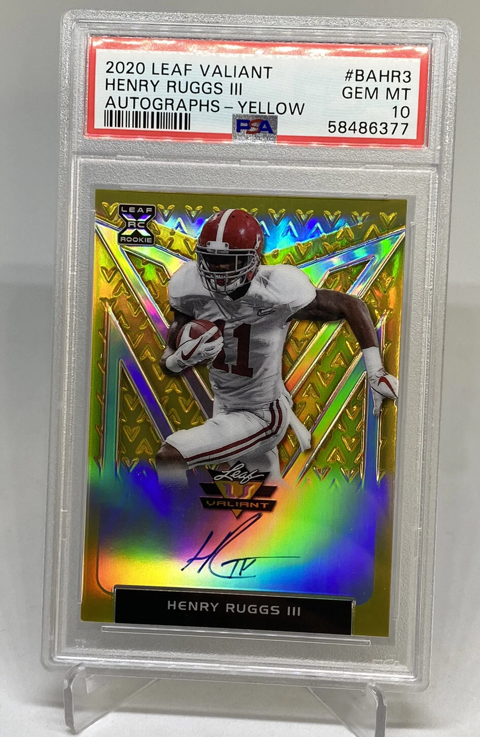 Henry Ruggs III Leaf Valiant Autographs #BAHR3 Yellow