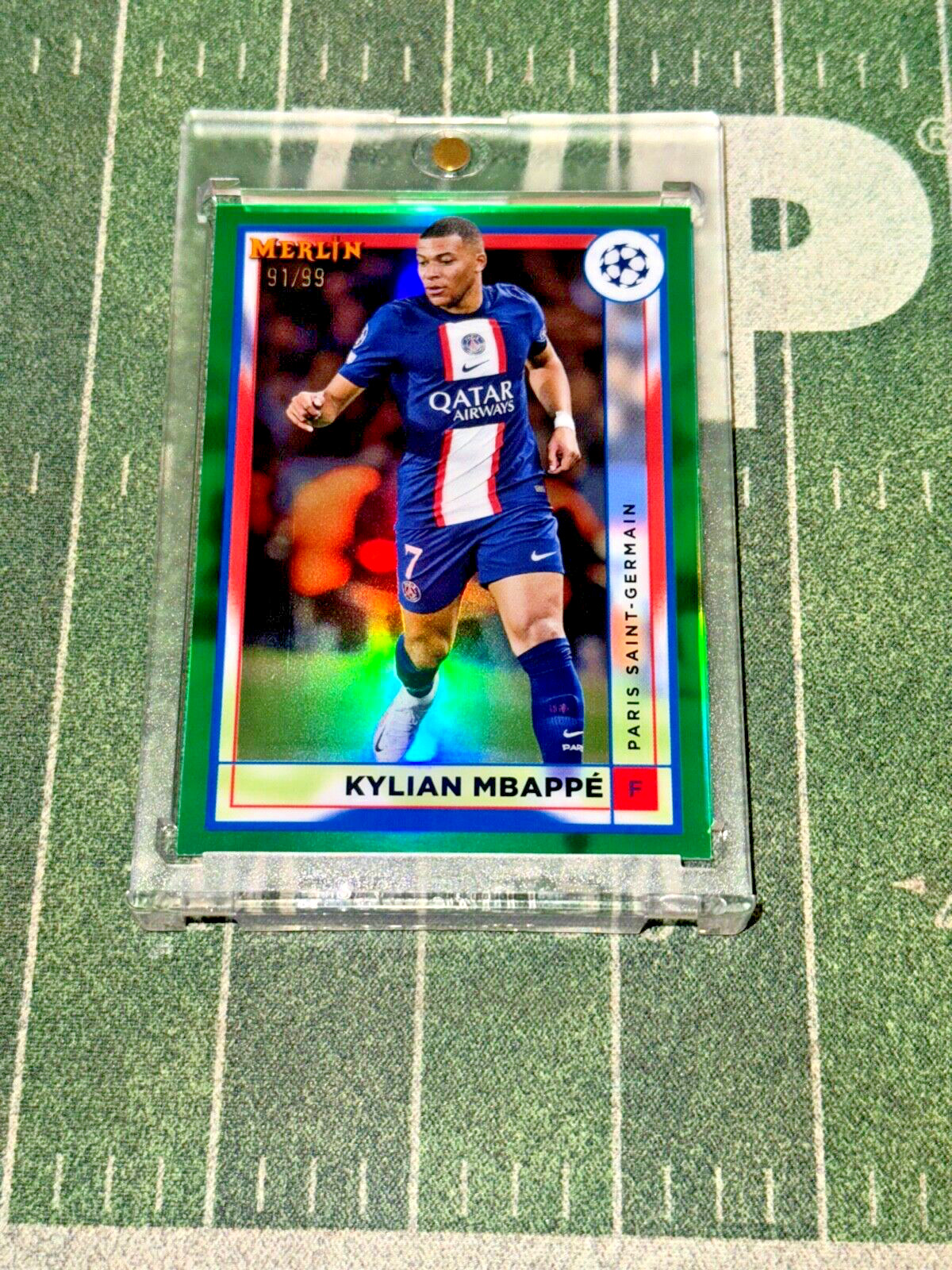 2022-23 Topps Merlin Chrome UCL Kylian Mbappe Green Refractor /99 SSP 📈🔥