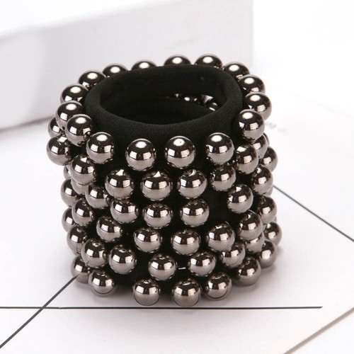 Colorful Pearl Scrunchies Women Elastic Beaded Headwear Hair Ring Rope Ties Band - Picture 7 of 17