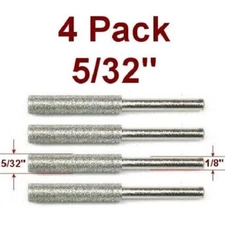 4pc 5/32" Diamond Chainsaw Sharpener Burr Bit File 120 Grit Dremel Rotary Tool