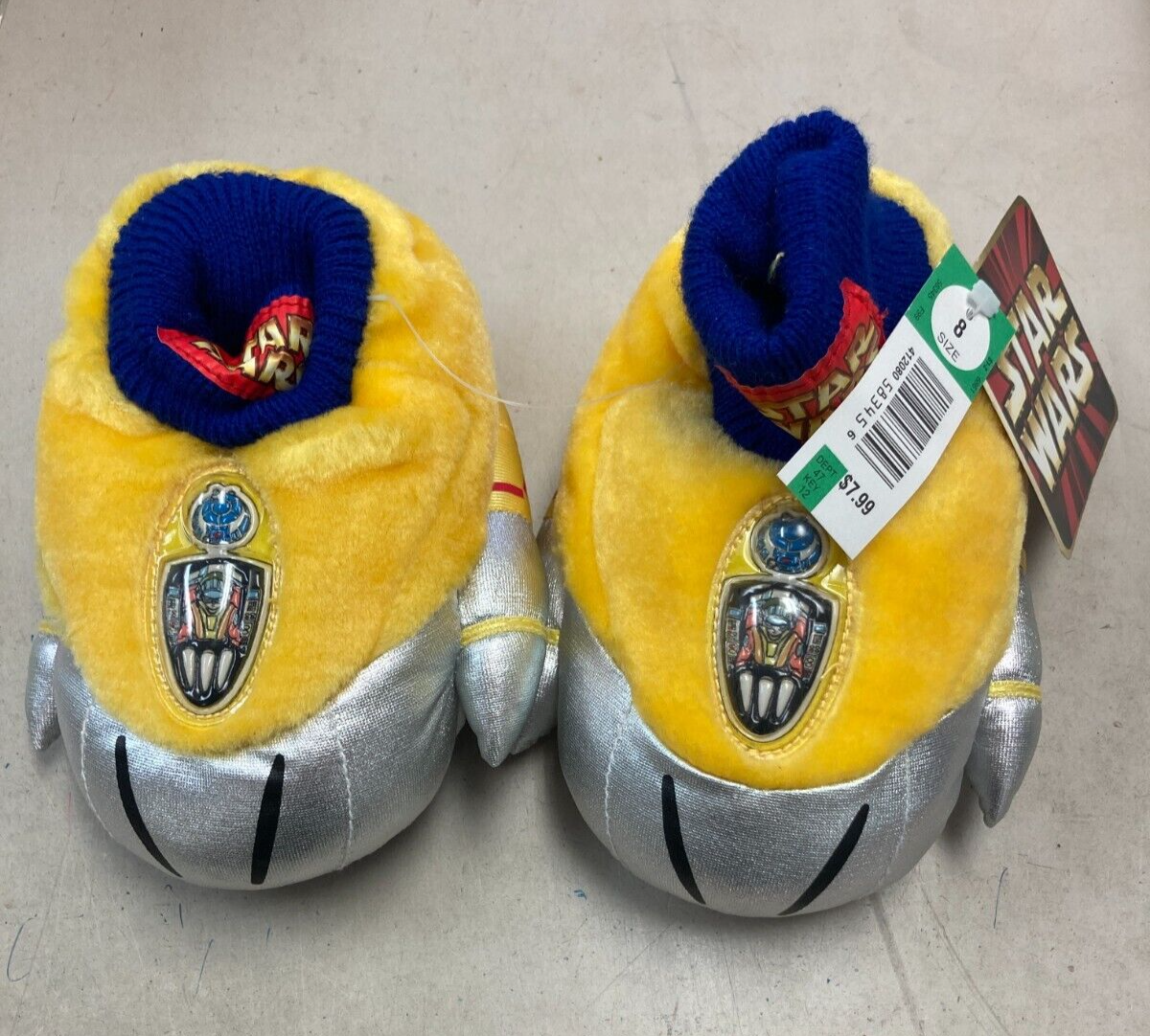 PANTOFOLA D’ORO NUOVE pantofole vintage Star Wars Anakin Podracing ragazzi taglia 7 8 #sc 20